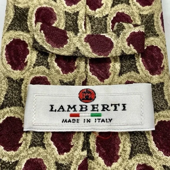 Lamberti Men’s Multicolor 100% Silk Necktie Handmade In Italy 58 x 3.75 inches - Picture 2 of 7